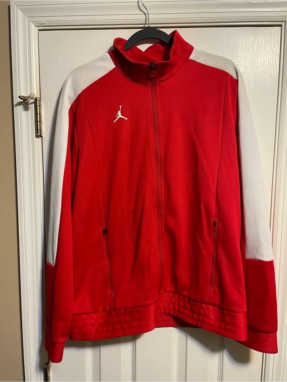 Jordan Red Track Jacket with White Sleeve Panels